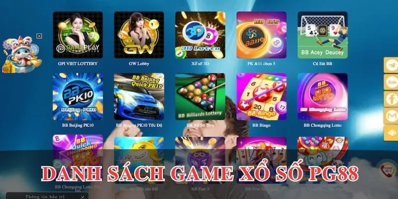 Danh sách sảnh game xổ số tại PG88